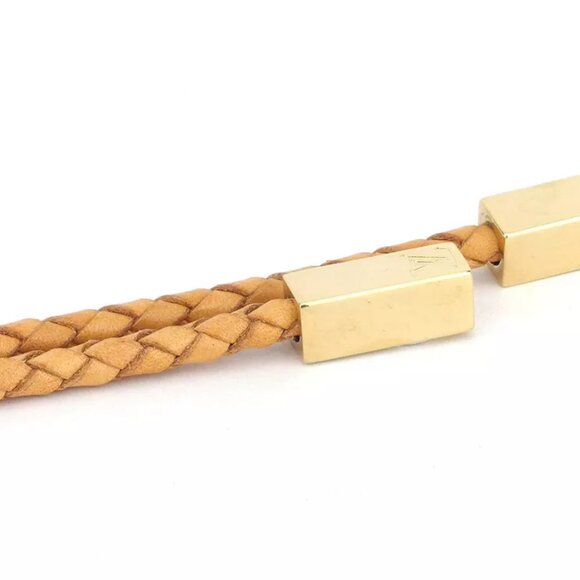Louis Vuitton belt weave beige leather ?~ gold metal fittings used T17946 main image 3